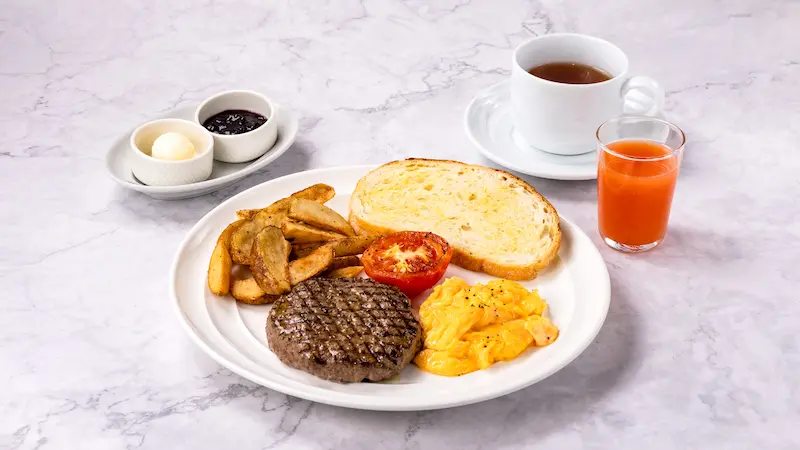 牛肉漢堡排早餐